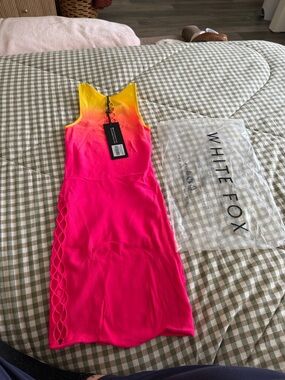 White Fox Boutique Neon Ombre Mini Dress - Yellow to Hot Pink